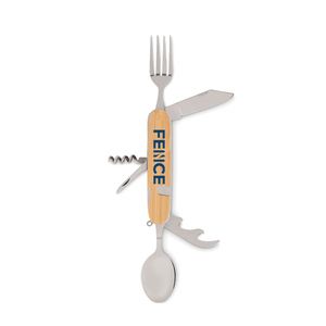 SUBETE 5-in-1 Folding Camping Cutlery Set with Wooden Case