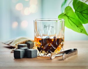 INVERNESS Deluxe Bamboo Box Whisky Set with Glasses & Stones