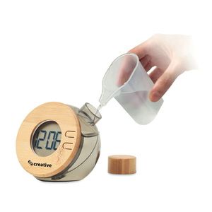 DROPPY LUX Bambusowy wodny zegar LCD