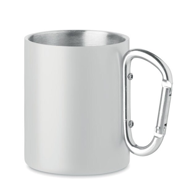 TRUMBA 300ml Stainless Steel Mug with Carabiner Handle - GiftRetail MO6873