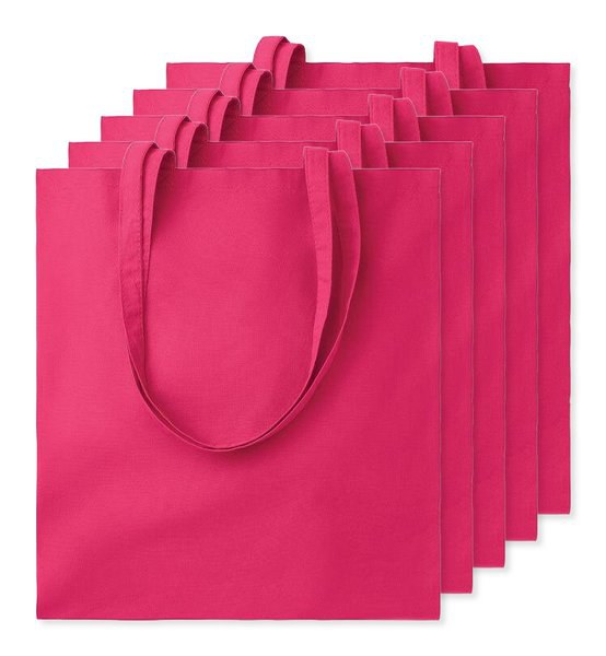Pack of 5 GiftRetail MO9268 - COTTONEL COLOUR Eco-Friendly 140gsm Cotton Shopping Tote Bag