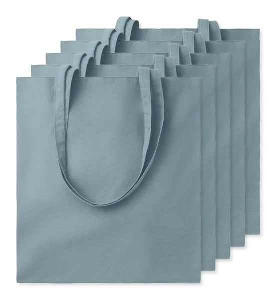 Pack of 5 GiftRetail MO9268 - COTTONEL COLOUR Eco-Friendly 140gsm Cotton Shopping Tote Bag