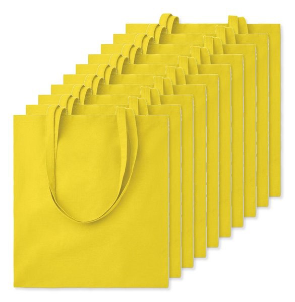 Pack of 10 GiftRetail MO9268 - COTTONEL COLOUR Eco-Friendly 140gsm Cotton Shopping Tote Bag