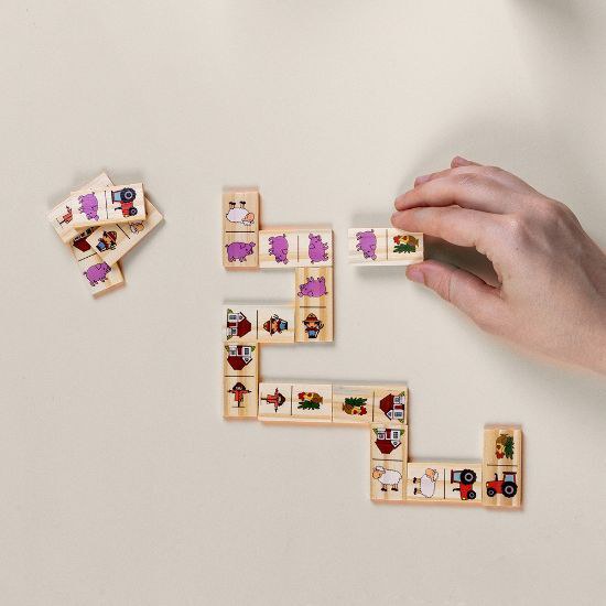 Goya 53509 - Zabawna gra w domino dla dzieci z żetonami zwierząt, drewniana, z certyfikatem EN-71 DOMINO