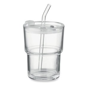 SIP Szklany kubek ze słomką 400ml - GiftRetail MO2502