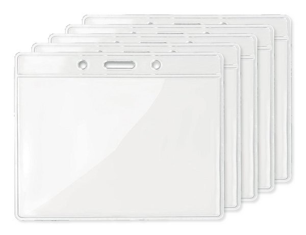 Pack of 50 GiftRetail MO8599 - BADGY Clear Plastic Badge Holder 10cm x 8cm for ID Cards