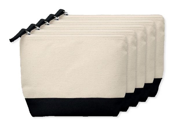 Pack of 5 GiftRetail MO9815 - KLEUREN Stylish Two-Tone Cotton Cosmetic Bag with Zipper