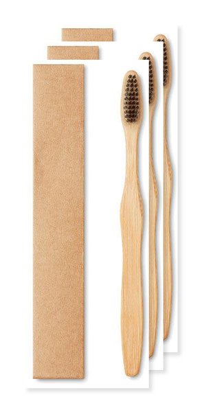 Zestaw 3 szt. GiftRetail MO9877 - DENTOBRUSH Bambusowa szczoteczka do zębów