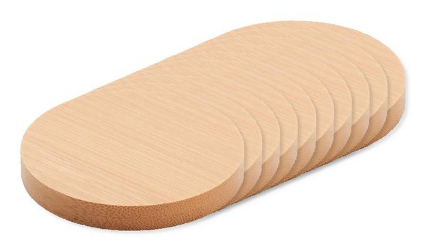 Pack of 10 GiftRetail MO9926 - DAKAI Eco-Friendly Bamboo Bottle Opener and Coaster Combo