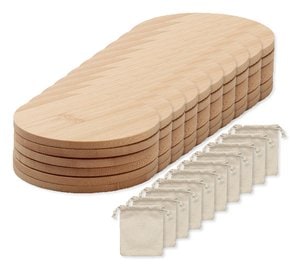 Zestaw 100 szt. GiftRetail MO6601 - BAYIN SET Zestaw 6 bambusowych podstawek