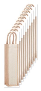 Zestaw 10 szt. GiftRetail MO6258 - CAMPO DI VINO Jutowa torba na wino/1 butelka